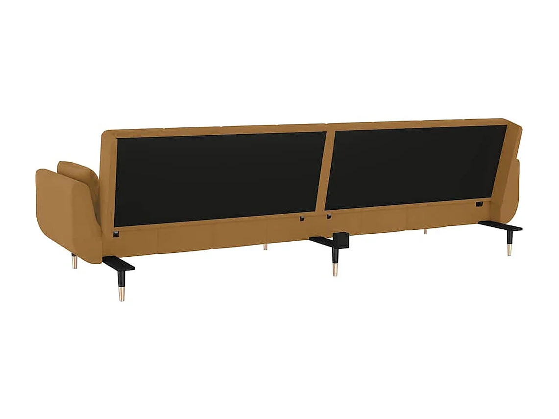 Schlafsofa 2-Sitzer mit 2 Kissen Braun Samt