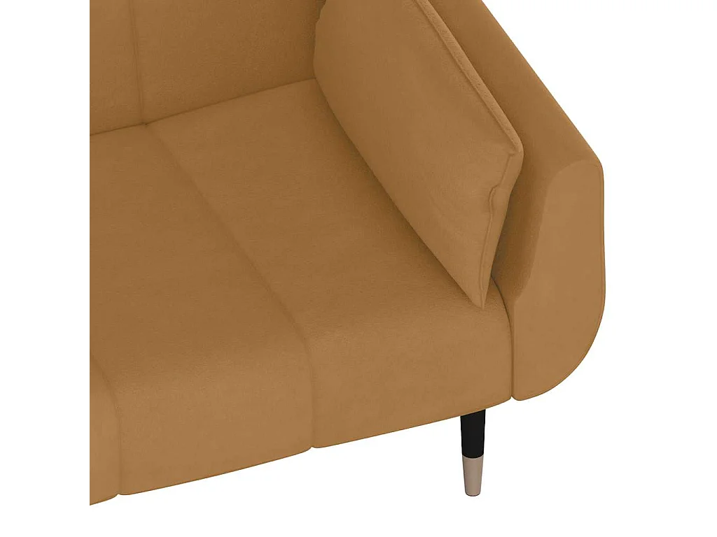 Sofá-cama 2 lugares com duas almofadas veludo castanho