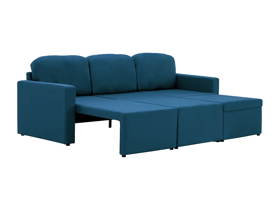 Canapé-lit modulaire 3 places Bleu Tissu