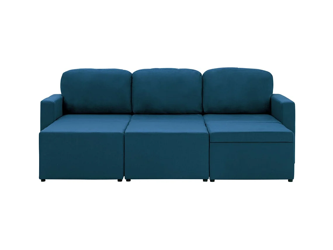 Canapé-lit modulaire 3 places Bleu Tissu