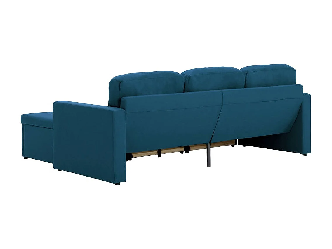 Canapé-lit modulaire 3 places Bleu Tissu