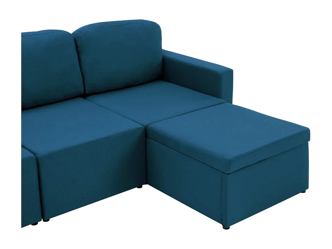 Canapé-lit modulaire 3 places Bleu Tissu
