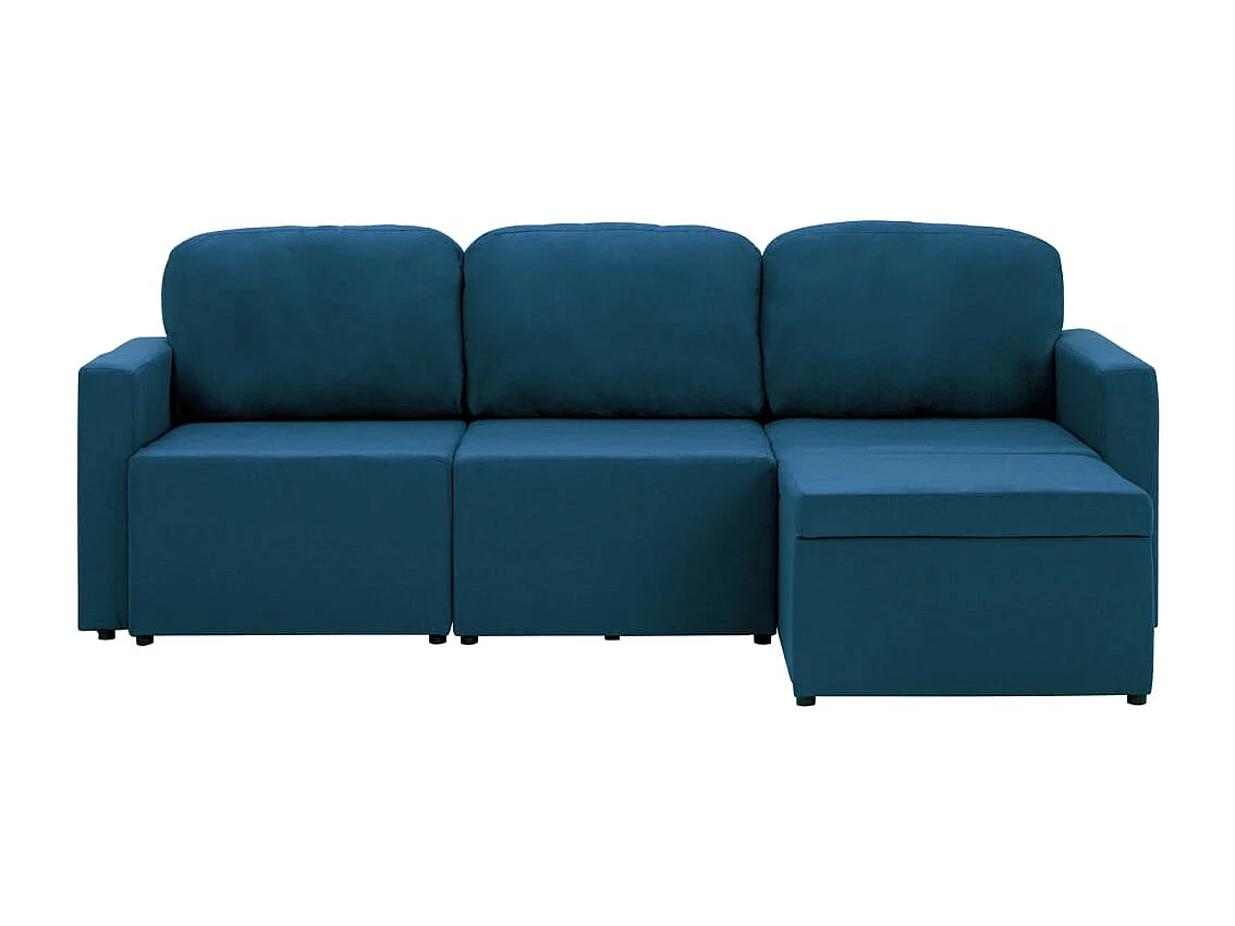 Modulares 3-Sitzer-Schlafsofa Blau Stoff