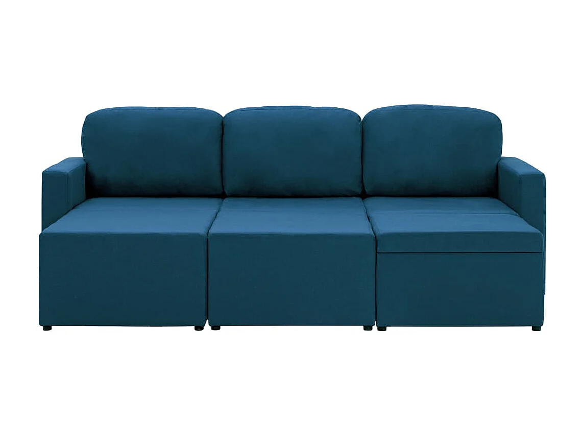 Modulares 3-Sitzer-Schlafsofa Blau Stoff