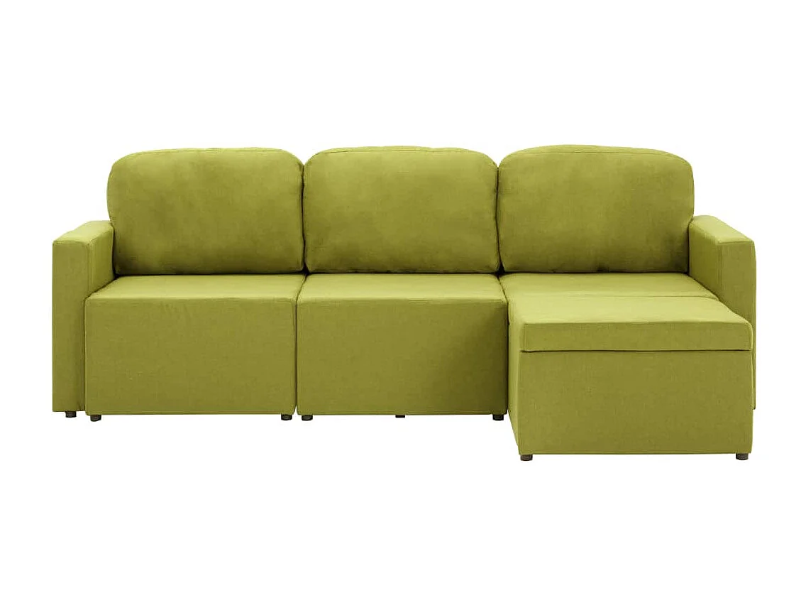 Canapé-lit modulaire 3 places Vert Tissu