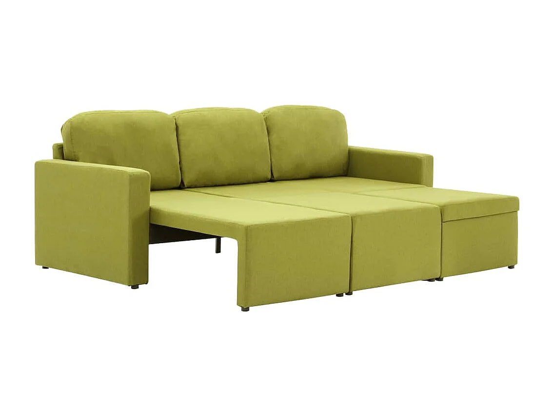 Canapé-lit modulaire 3 places Vert Tissu