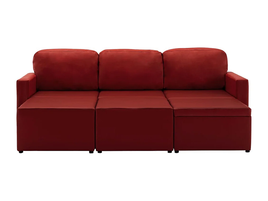 Canapé-lit modulaire 3 places Rouge bordeaux Similicuir
