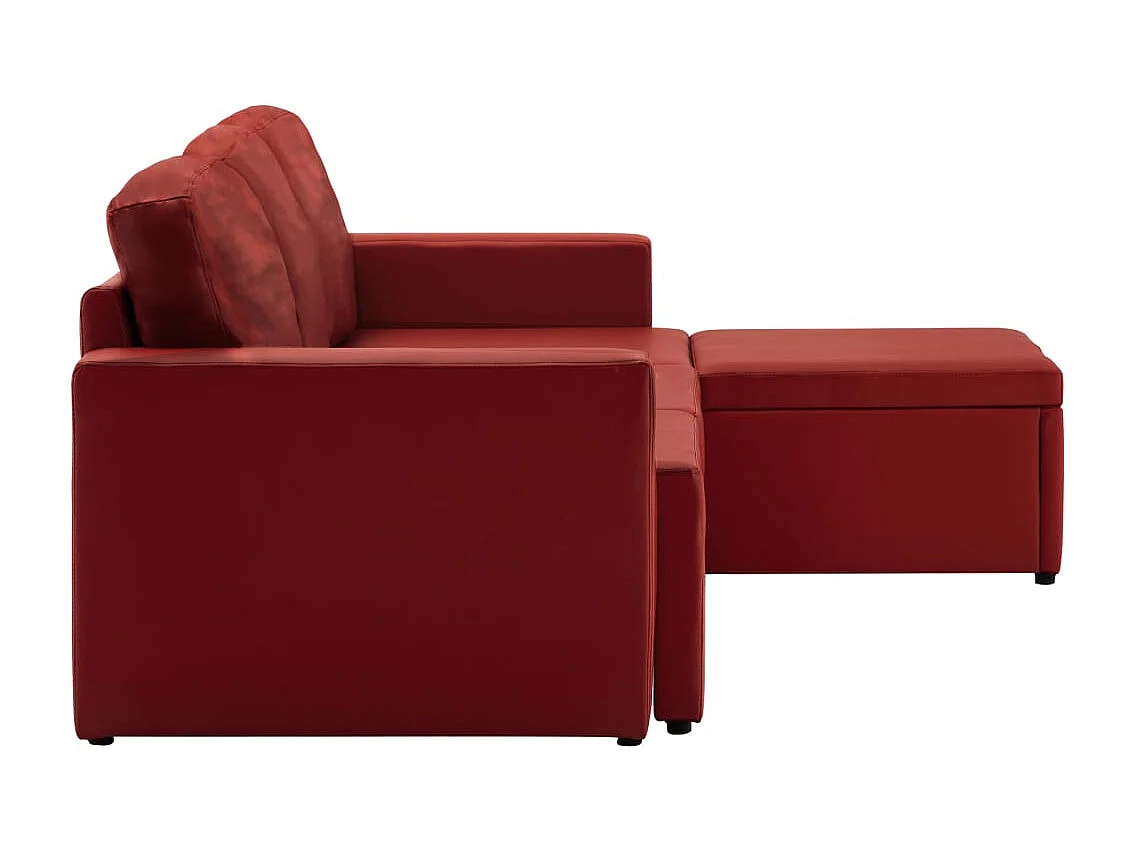 Canapé-lit modulaire 3 places Rouge bordeaux Similicuir