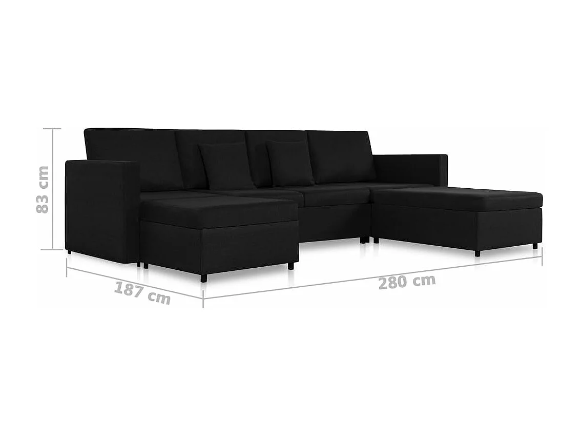 Canapé-lit extensible à 4 places tissu noir