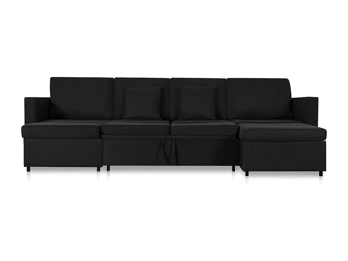 Canapé-lit extensible à 4 places tissu noir