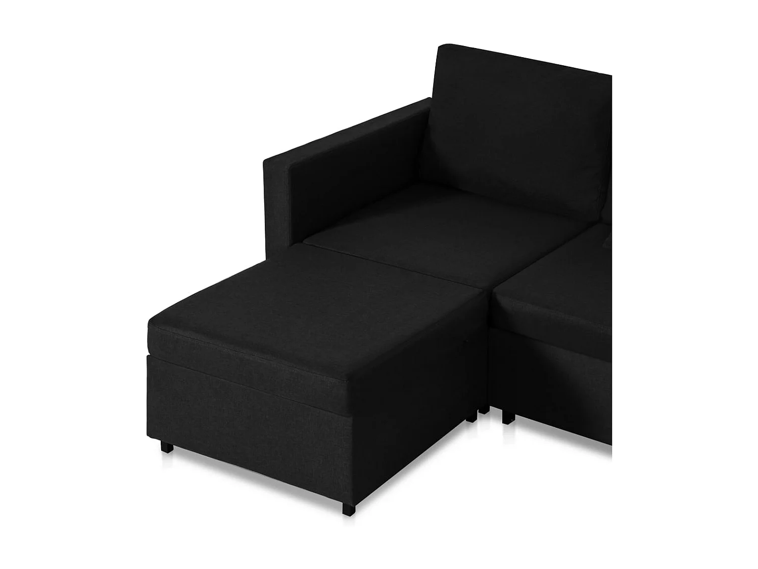 Canapé-lit extensible à 4 places tissu noir