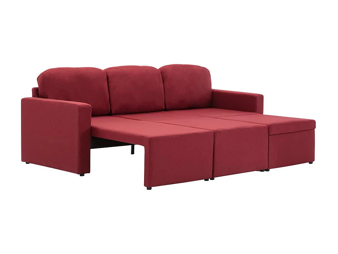 Canapé-lit modulaire 3 places Rouge bordeaux Tissu