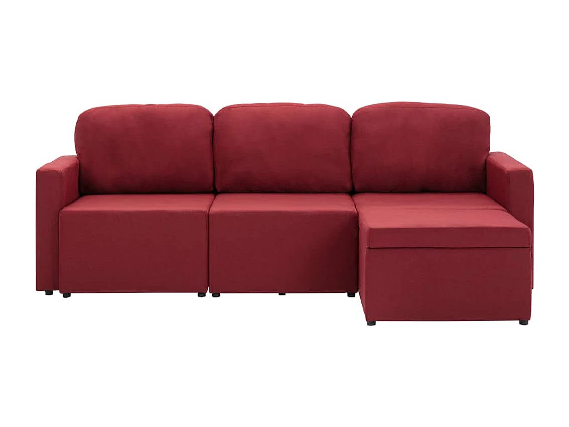 Canapé-lit modulaire 3 places Rouge bordeaux Tissu