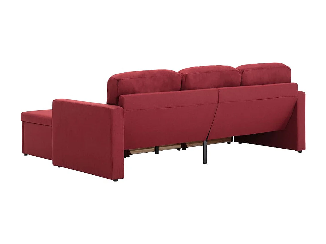 Canapé-lit modulaire 3 places Rouge bordeaux Tissu