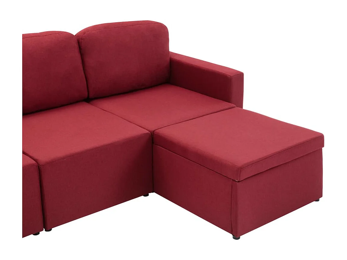 Canapé-lit modulaire 3 places Rouge bordeaux Tissu