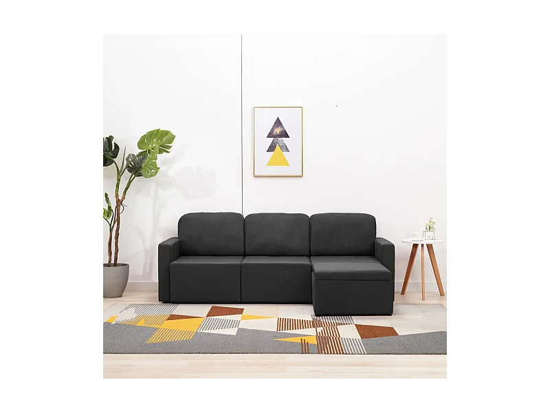 Sofá cama modular de 3 plazas tela gris oscuro