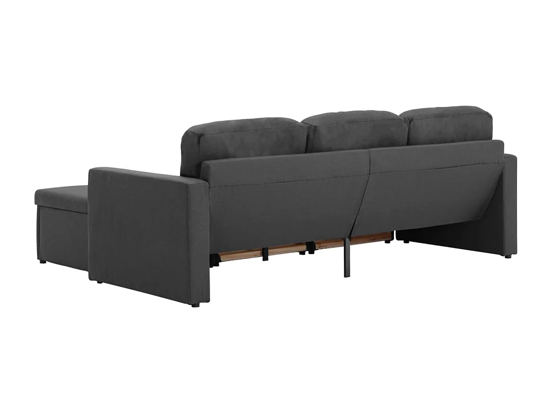 Canapé-lit modulaire 3 places Gris foncé Tissu