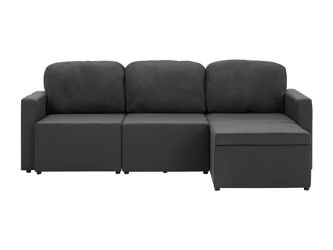 Canapé-lit modulaire 3 places Gris foncé Tissu
