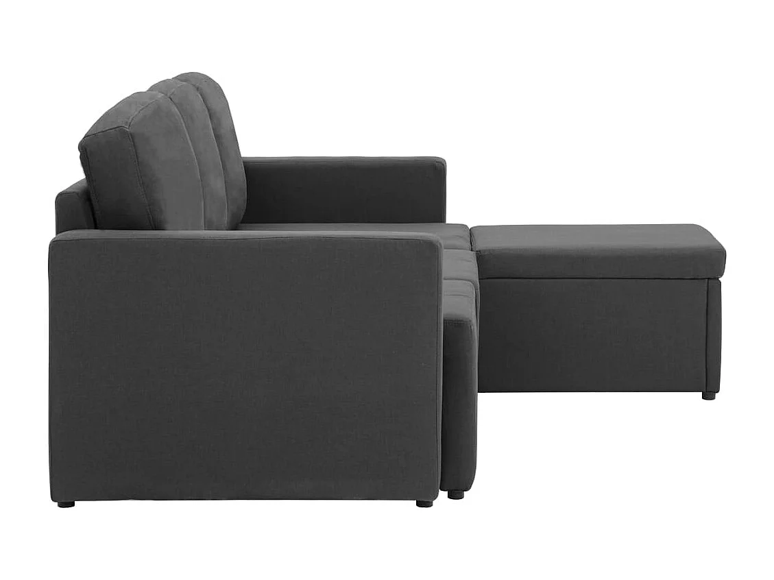 Sofá-cama modular de 3 lugares tecido cinzento-escuro