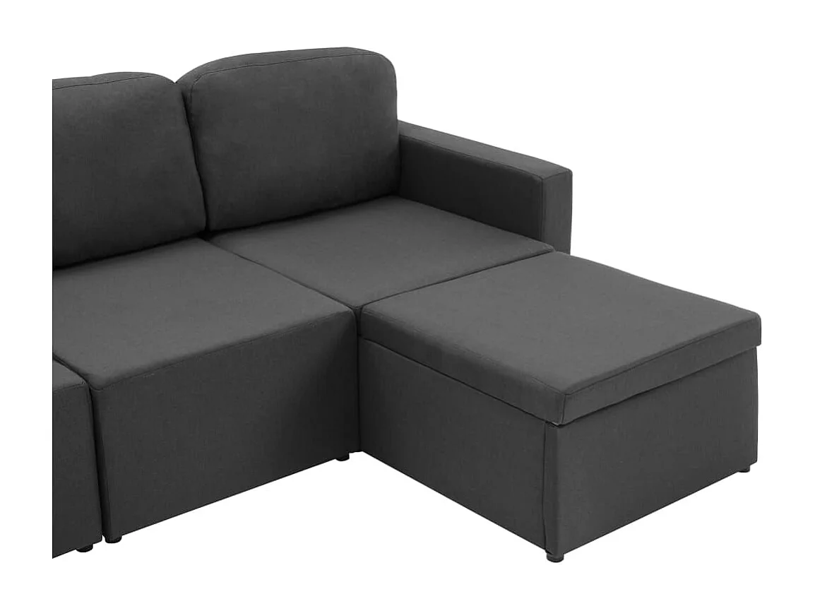 Sofá-cama modular de 3 lugares tecido cinzento-escuro