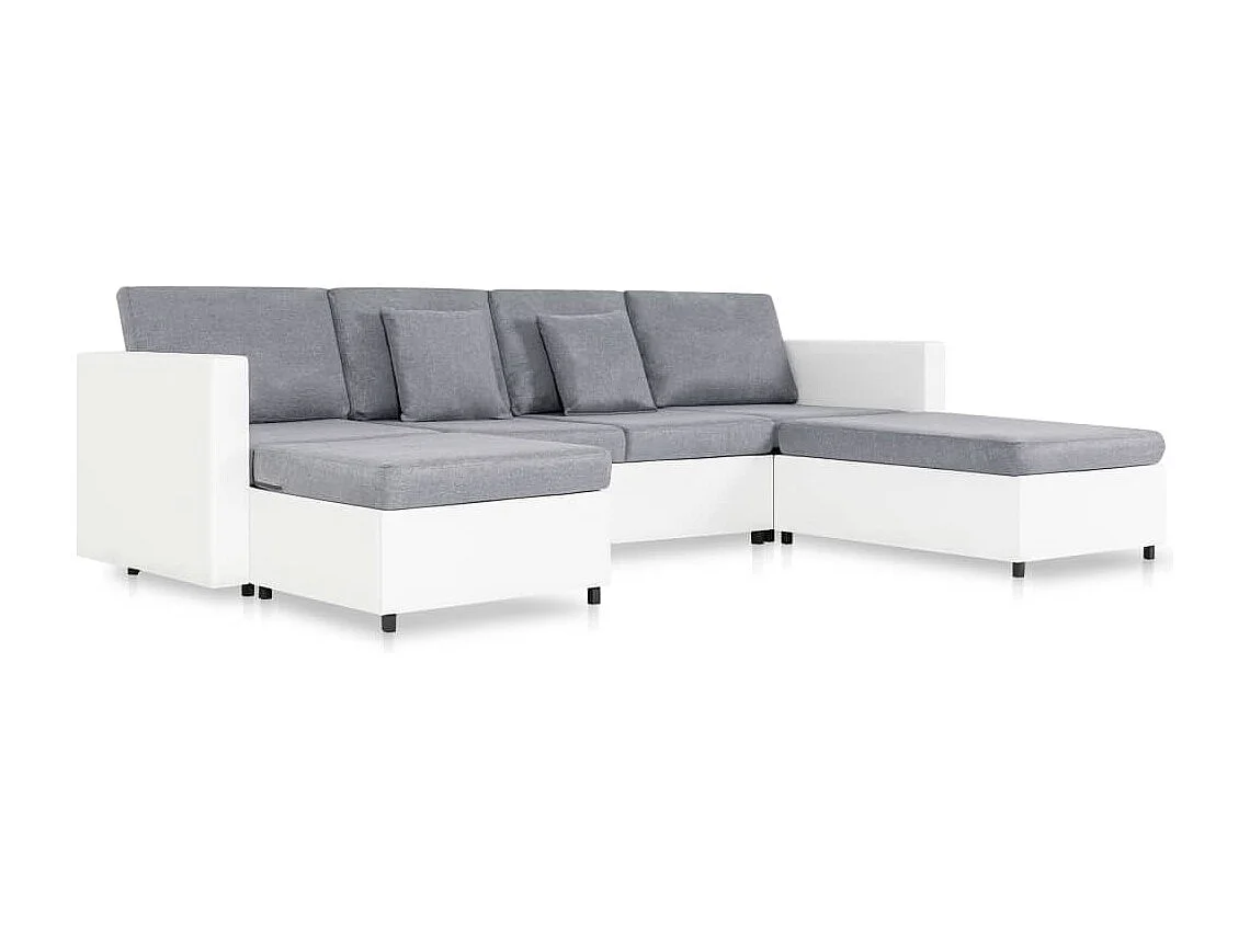 4-Sitzer Ausziehbares Schlafsofa Kunstleder Weiß