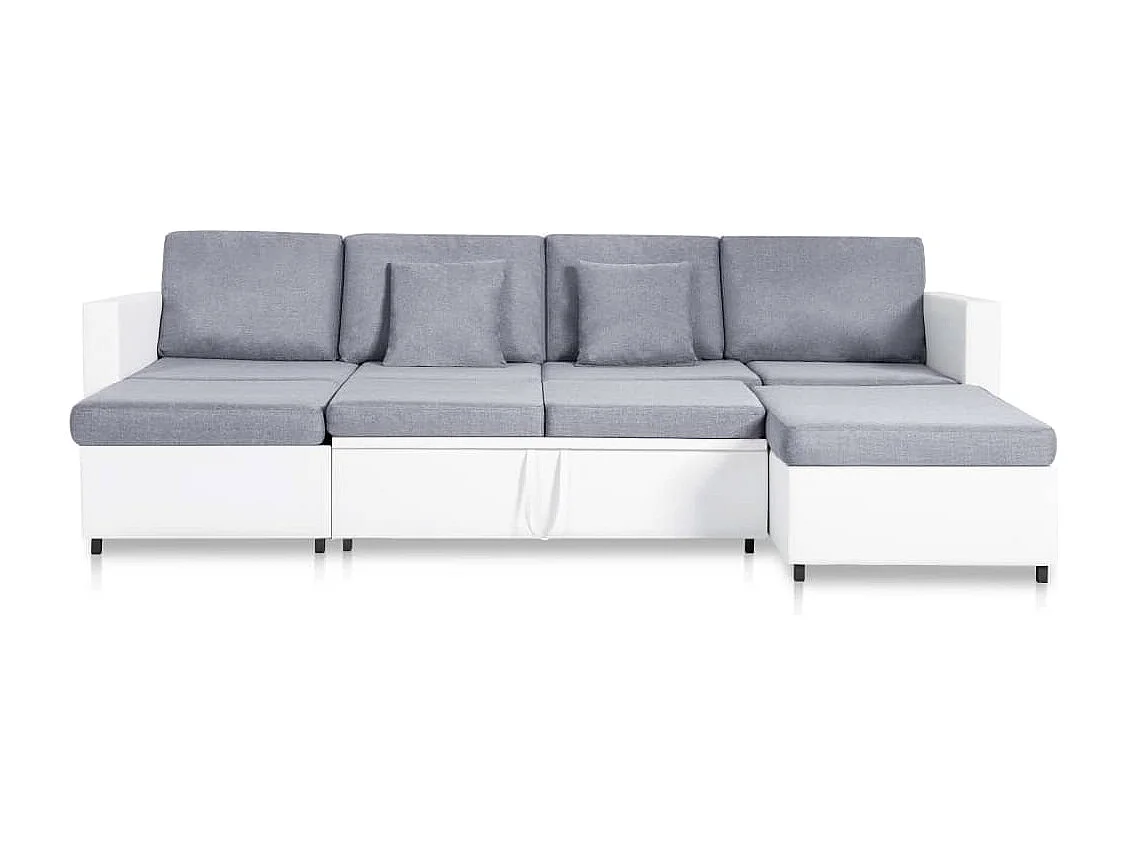 4-Sitzer Ausziehbares Schlafsofa Kunstleder Weiß