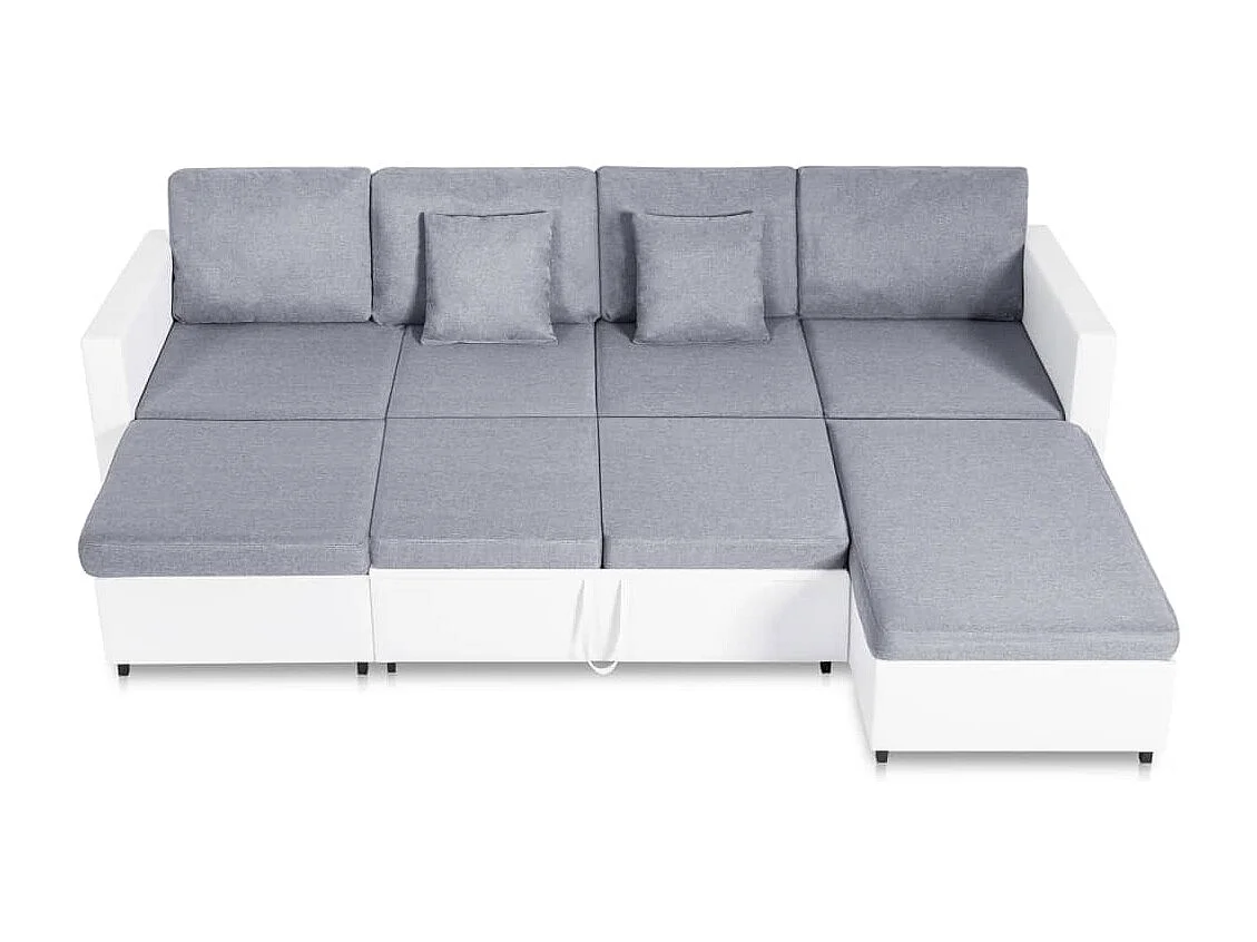 4-Sitzer Ausziehbares Schlafsofa Kunstleder Weiß