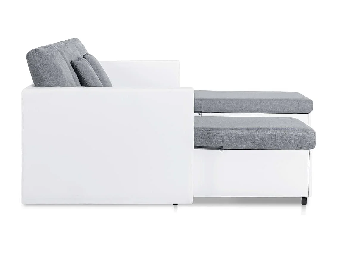4-Sitzer Ausziehbares Schlafsofa Kunstleder Weiß