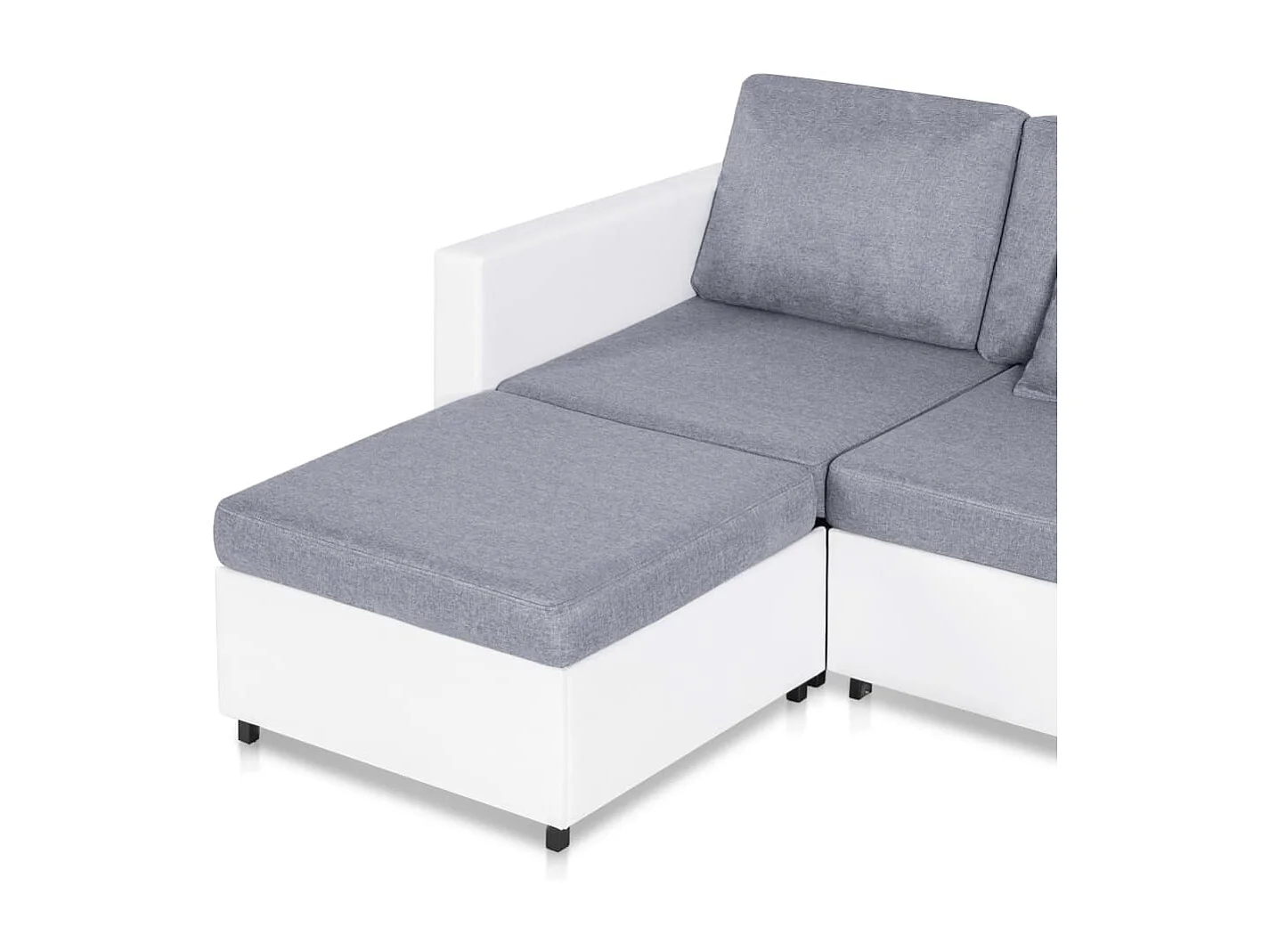 4-Sitzer Ausziehbares Schlafsofa Kunstleder Weiß