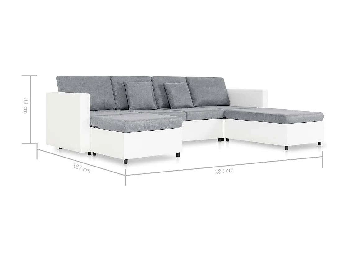 4-Sitzer Ausziehbares Schlafsofa Kunstleder Weiß