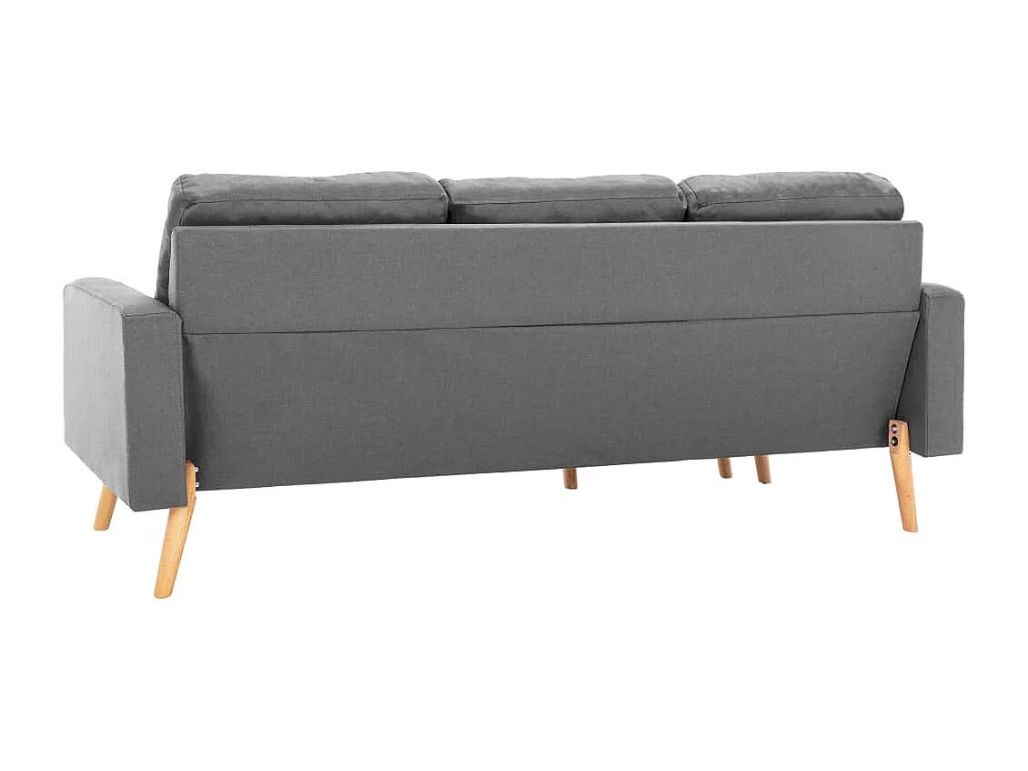 3-Sitzer-Sofa mit Hocker Hellgrau Stoff
