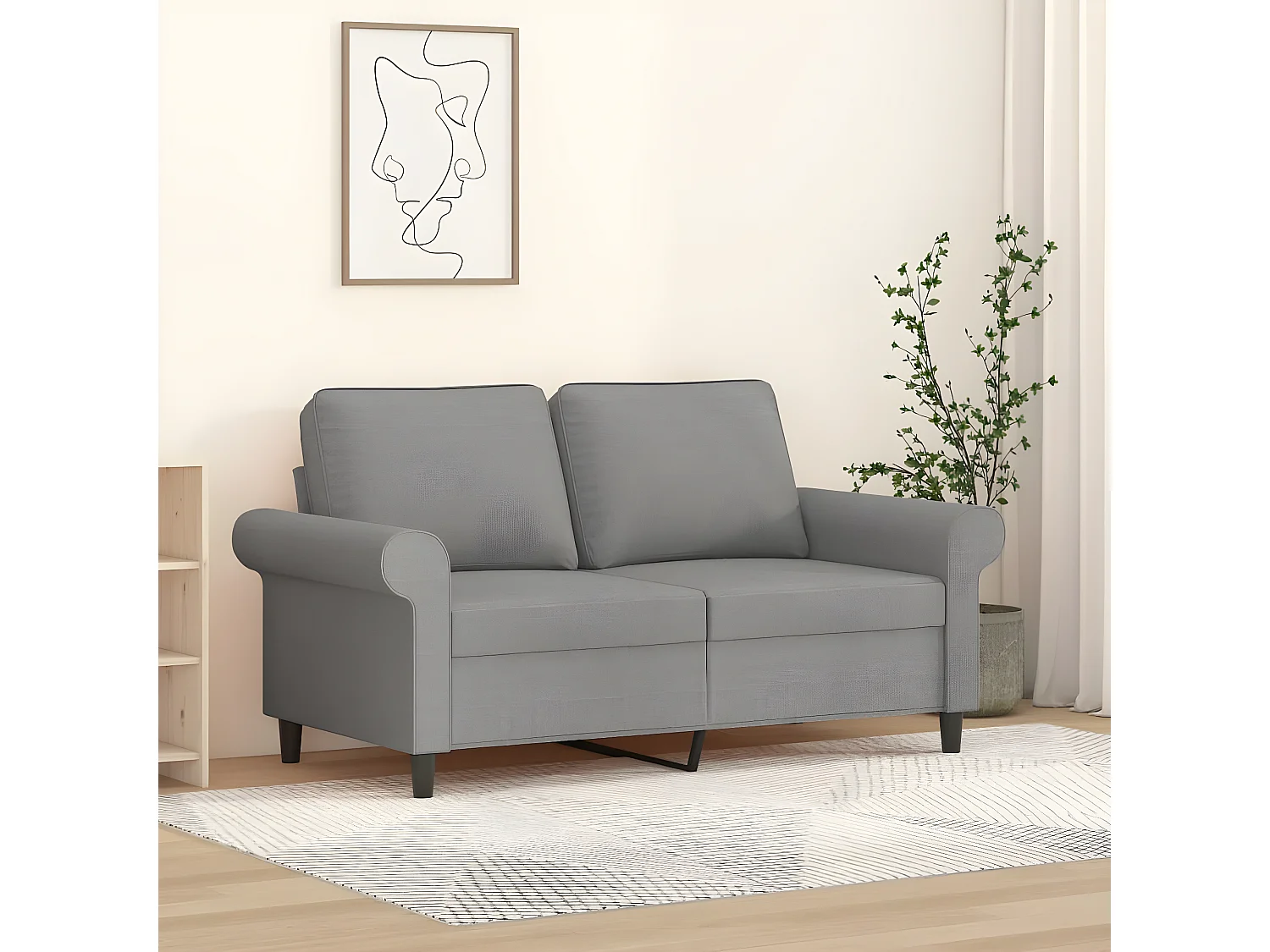 Canapé à 2 places Gris clair 120 cm Tissu