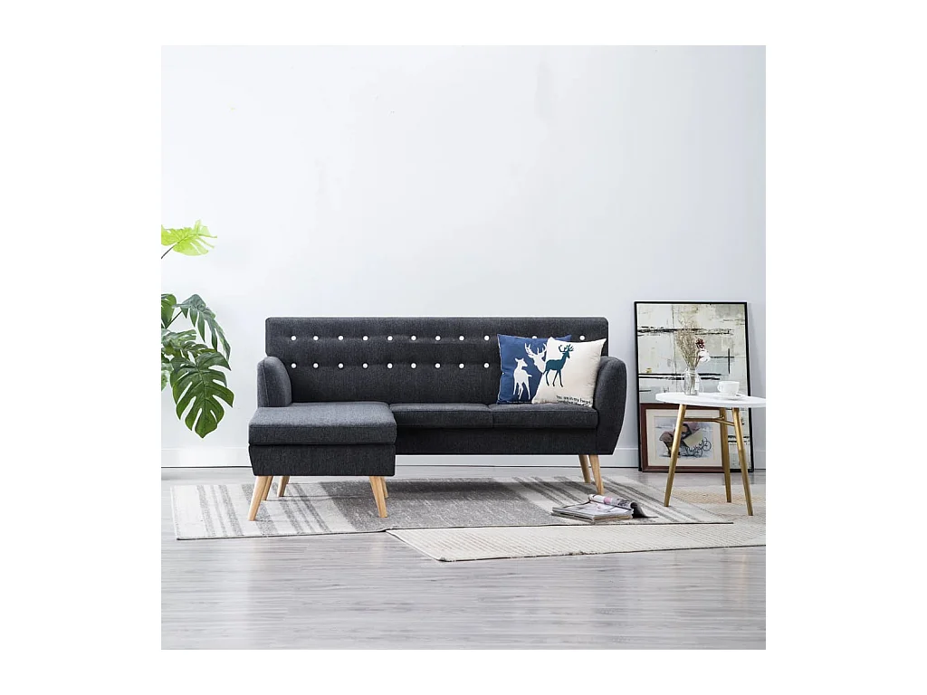 Bank L-vormig 171,5x138x81,5 cm stoffen bekleding donkergrijs