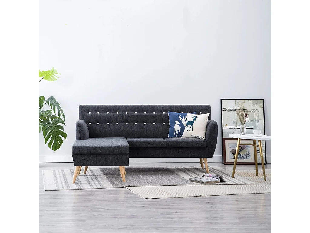 Canapé d'angle revêtement en tissu 171,5x138x81,5 cm gris foncé