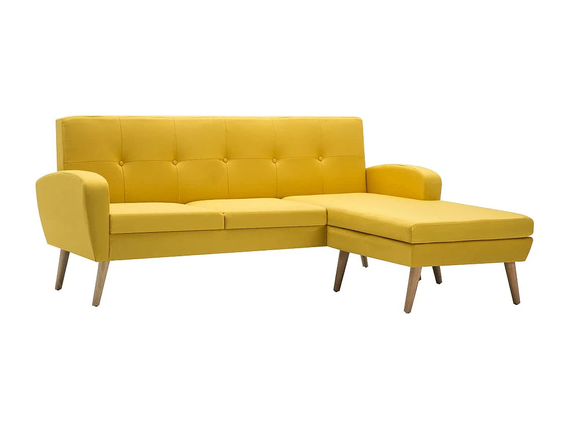Canapé en forme de L revêtement en tissu 186x136x79 cm jaune
