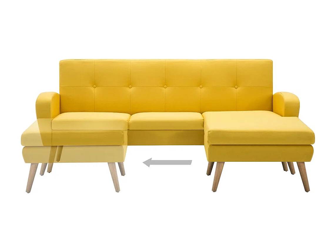 Canapé en forme de L revêtement en tissu 186x136x79 cm jaune