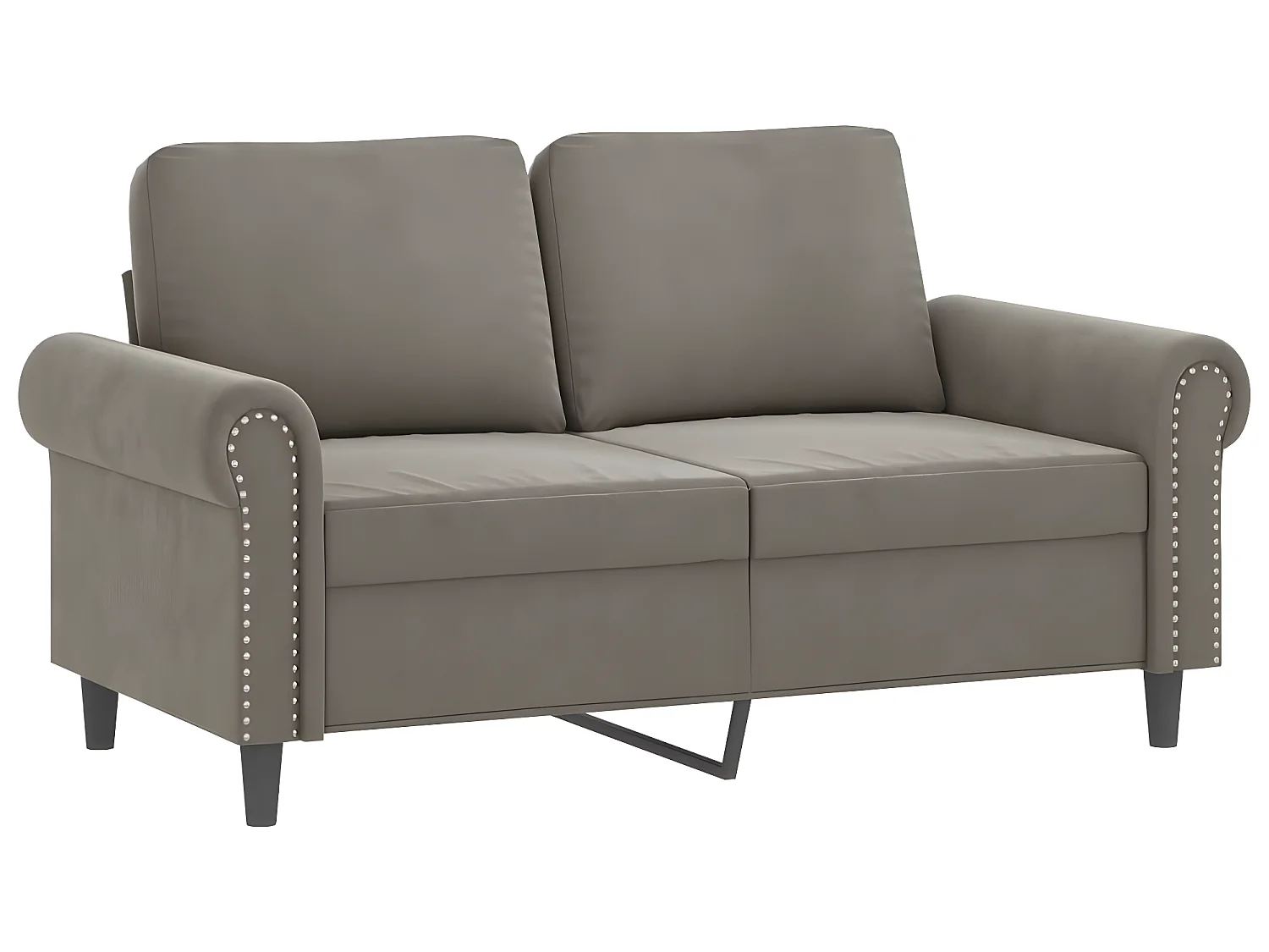 Canapé à 2 places Gris clair 120 cm Velours