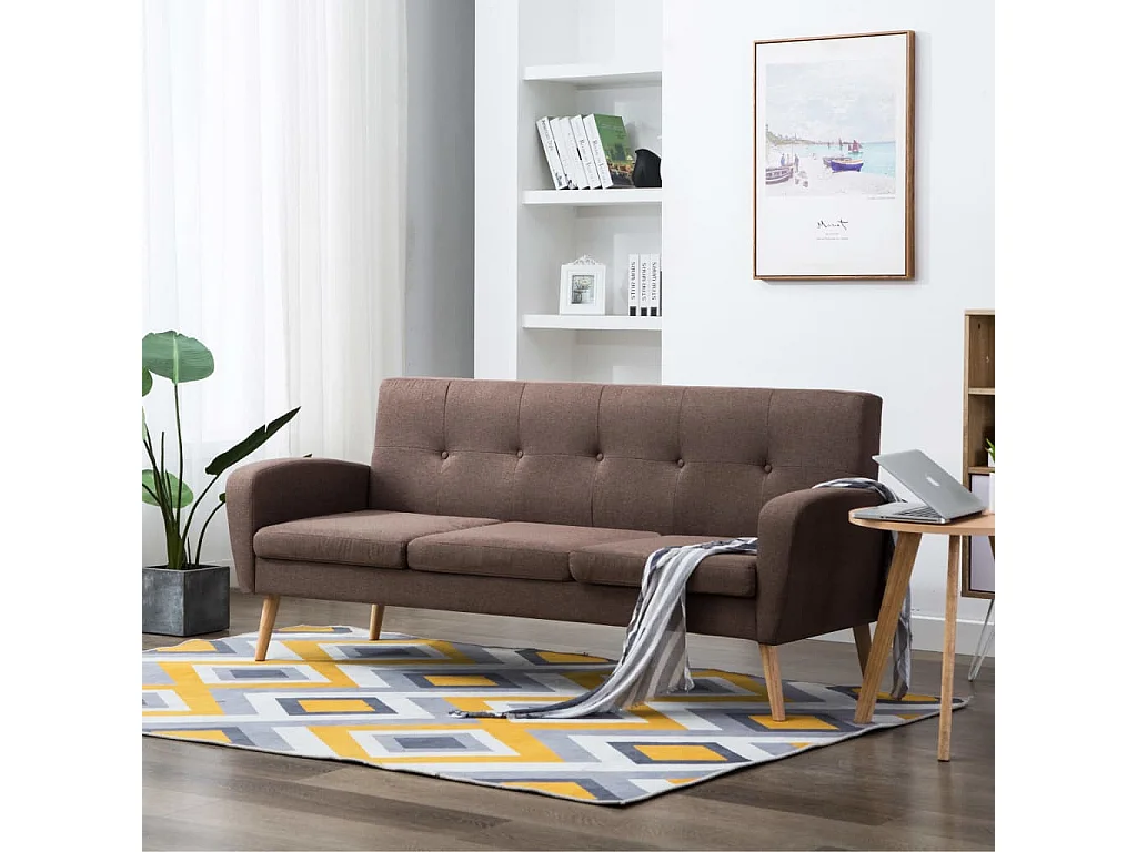 Canapé à 3 places Tissu Marron