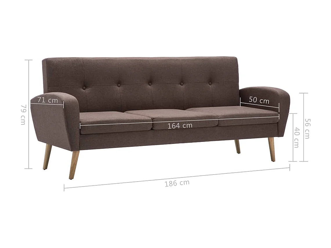Canapé à 3 places Tissu Marron