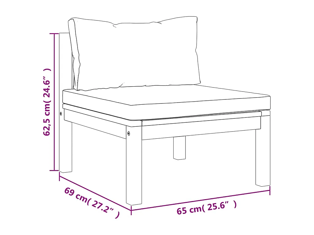 Canapé de milieu sectionnel avec coussin blanc crème Acacia