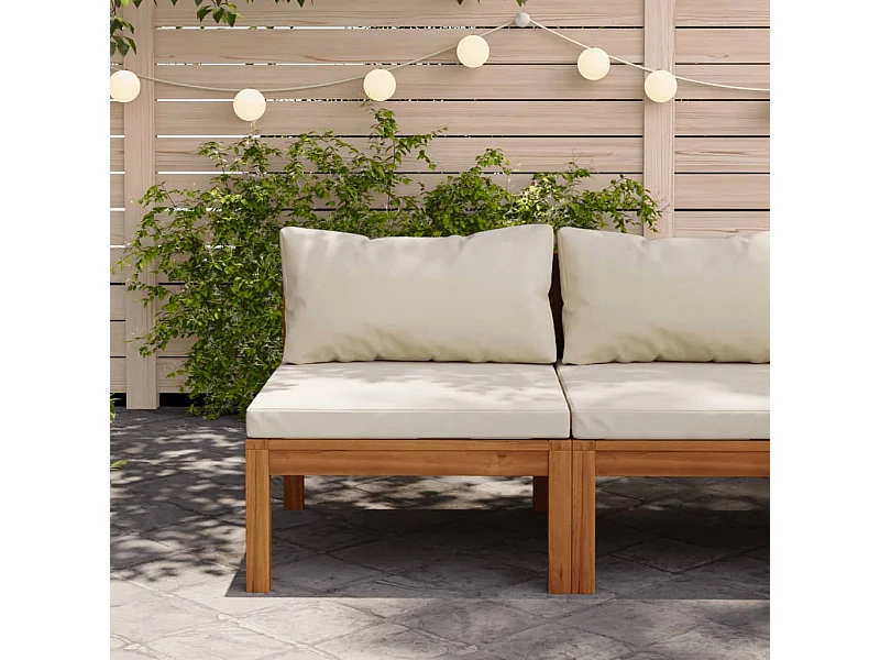 Canapé de milieu sectionnel avec coussin blanc crème Acacia