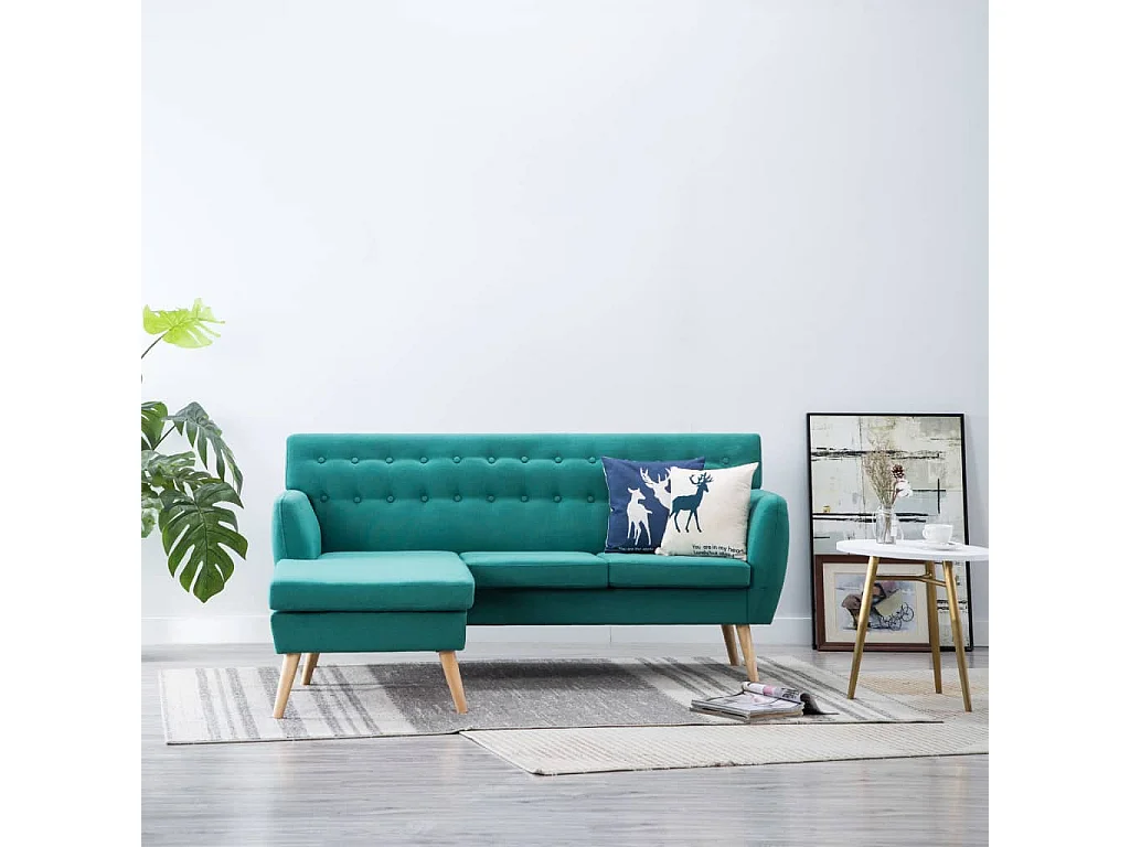 Canapé d'angle revêtement en tissu 171,5x138x81,5 cm vert