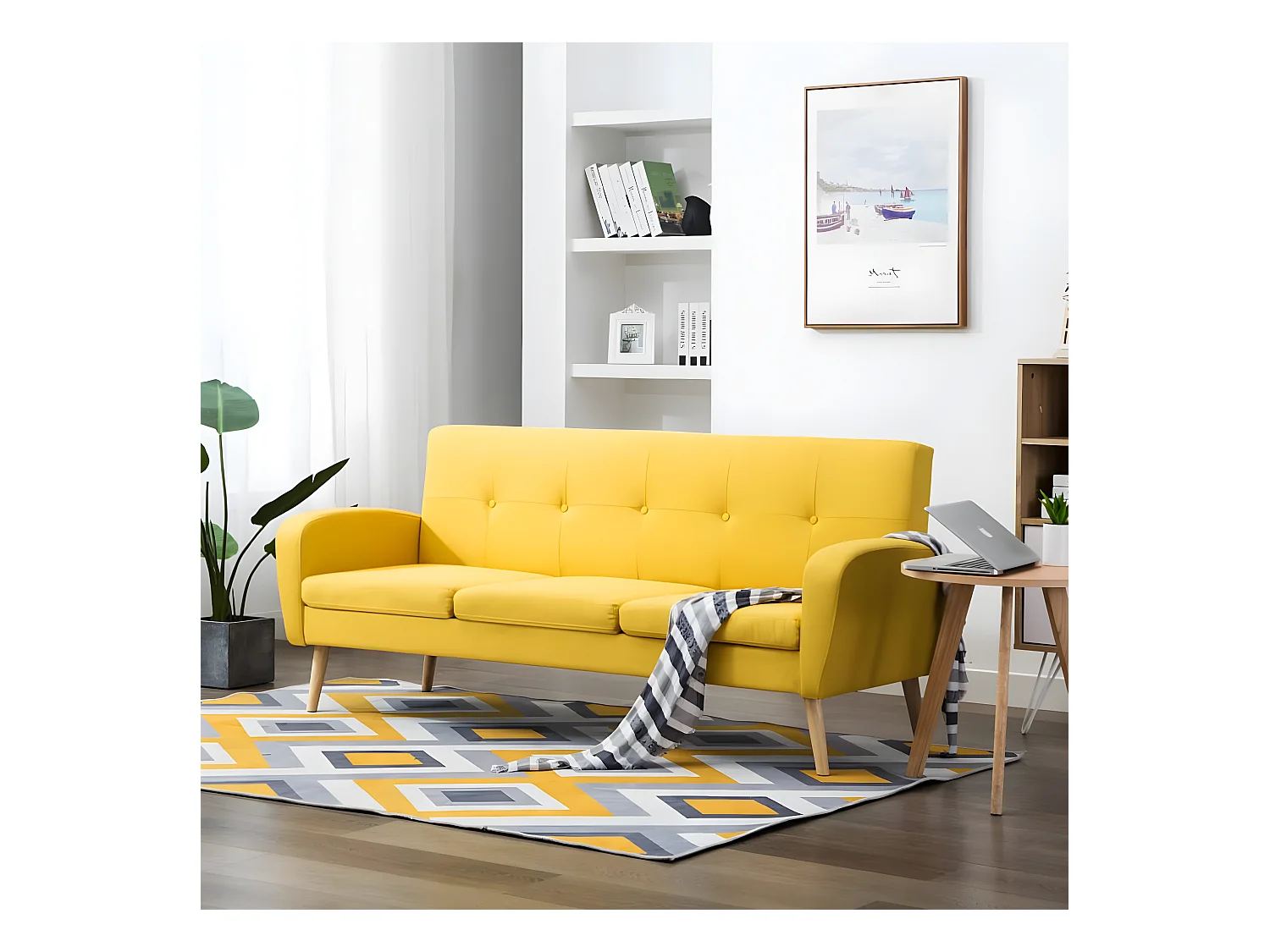 3-Sitzer-Sofa Stoff Gelb
