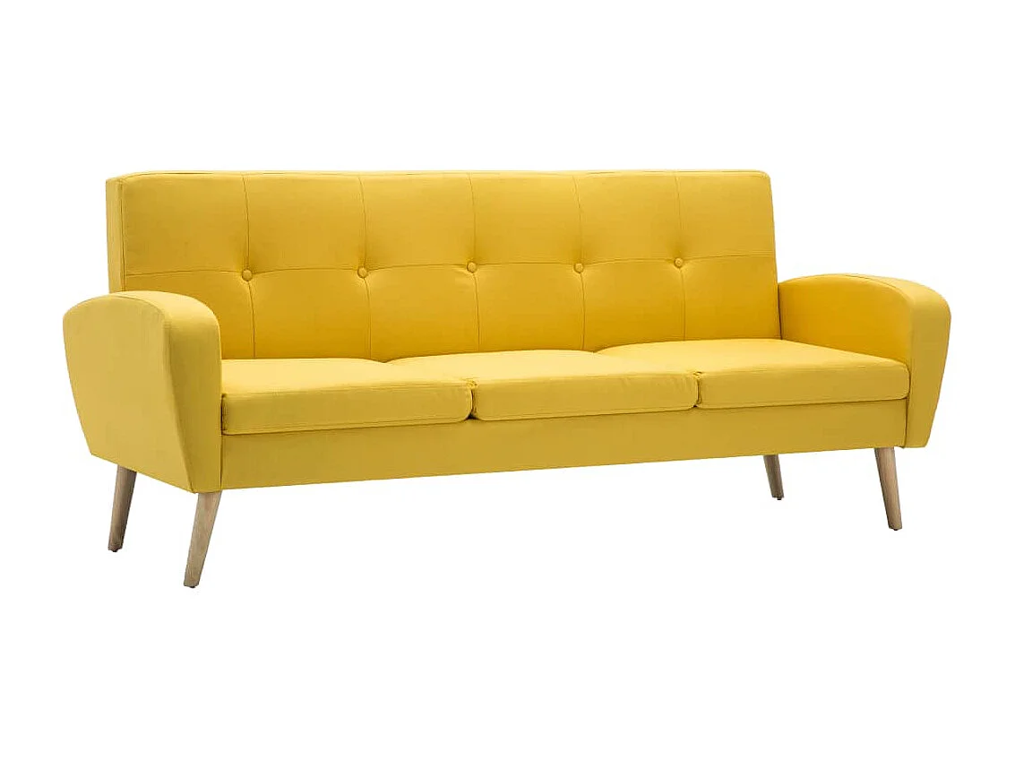 Canapé à 3 places Tissu Jaune