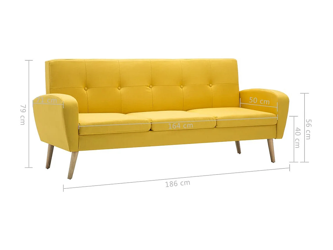 Canapé à 3 places Tissu Jaune