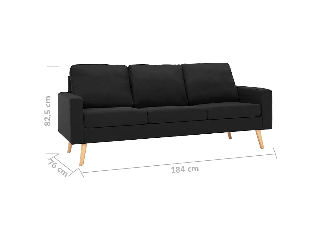 3-Sitzer-Sofa Schwarz Stoff
