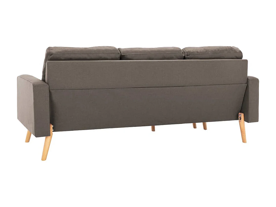 Driezitsbank met voetenbank stof taupe