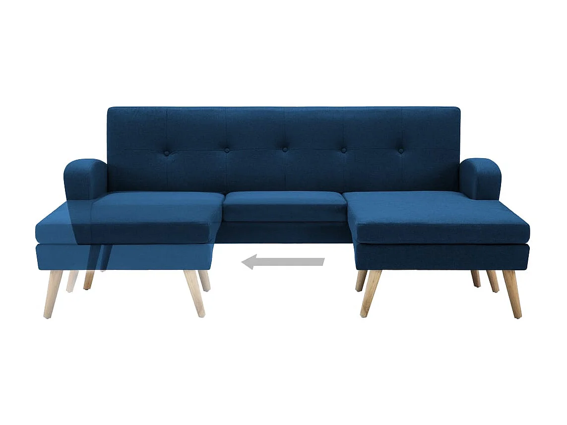 Canapé en forme de L revêtement en tissu 186x136x79 cm bleu