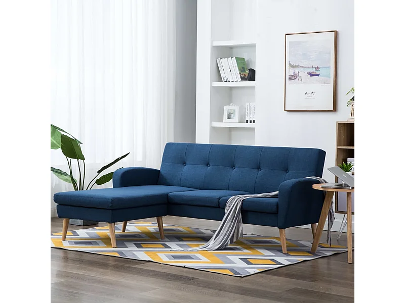 Canapé en forme de L revêtement en tissu 186x136x79 cm bleu