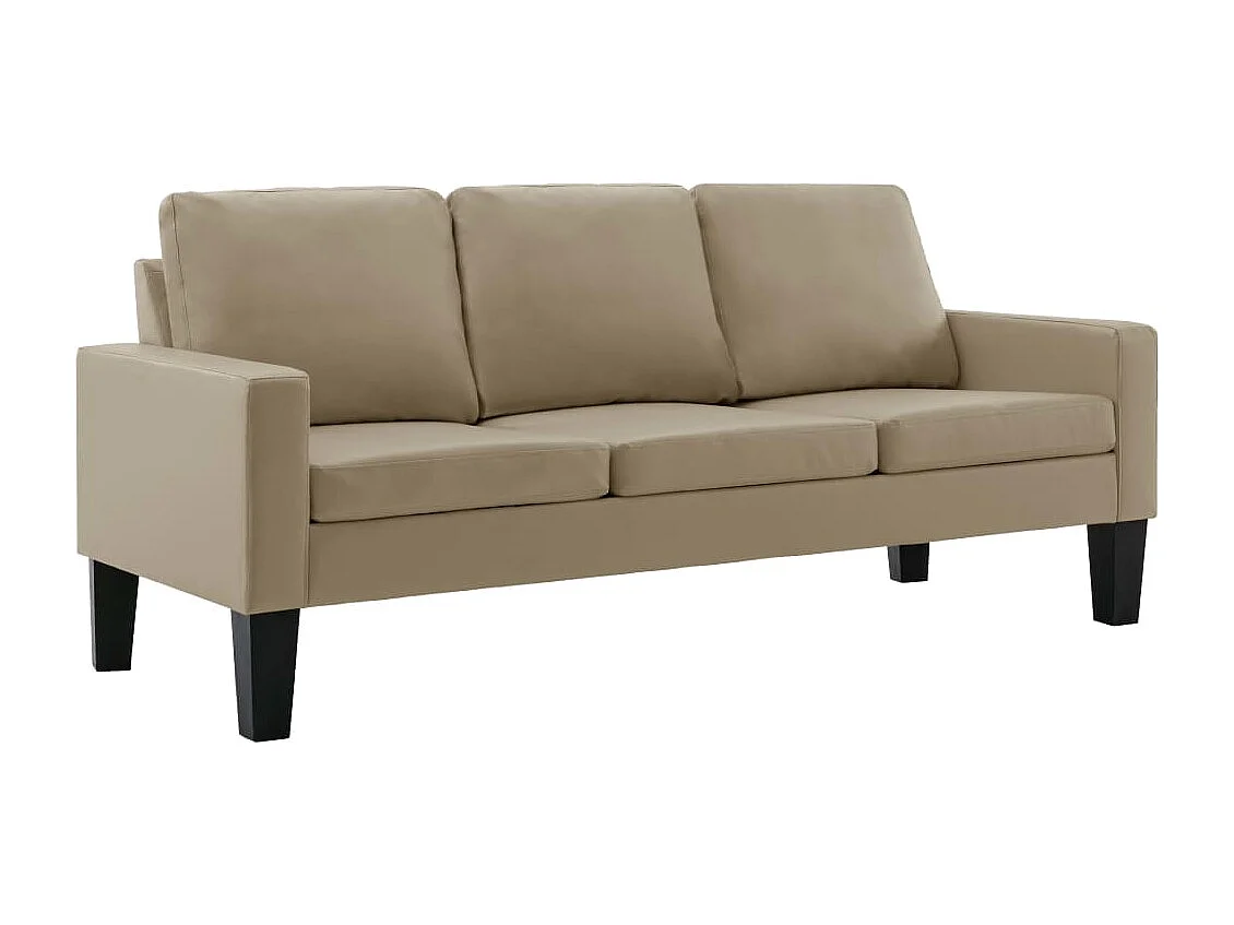 Sofá de 3 plazas cuero sintético color capuchino